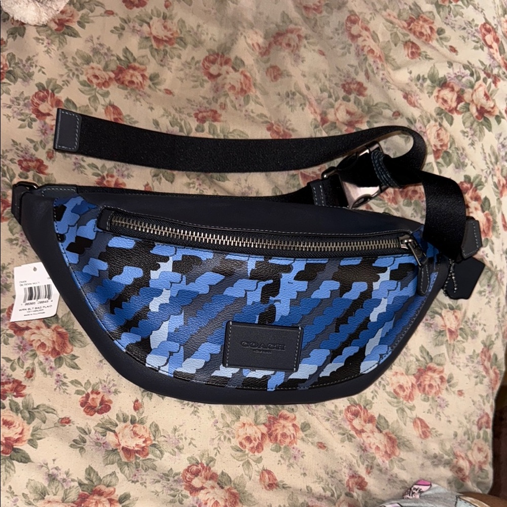 Coach Blue and Black Belt Bag with Digital Camouflage